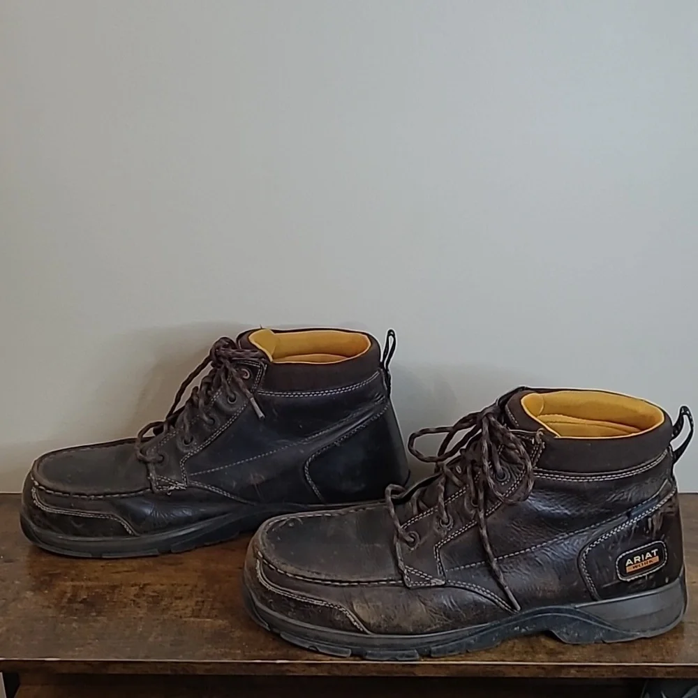Ariat Work Dark Brown Leather Waterproof Boots with Composite Toe size 13EE